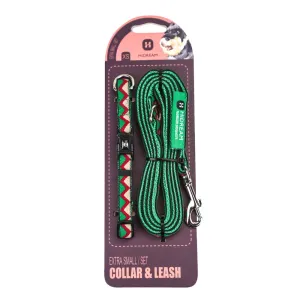HiDREAM Rainbow Mini Dog Collar & Leash Set (Green) dog harness dog training collar dog safety vest dog seatbelt dog ID tag