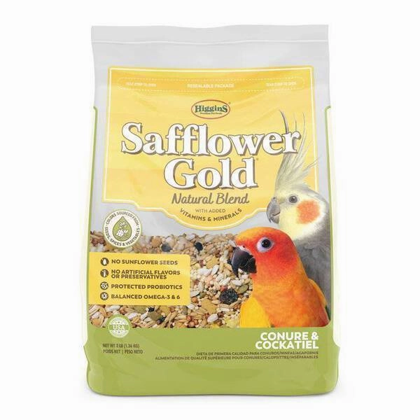 Higgins Safflower Gold Conure & Cockatiel 3lb bird cage parrot food bird toys bird perch bird treats