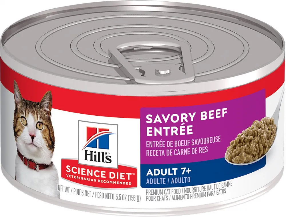 Hill's Science Diet Adult 7  Savory Beef Entree Canned Cat Food cat calming diffuser cat stress relief anxiety cat treats cat relaxing spray pet mood aid