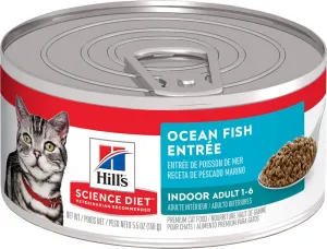 Hill's Science Diet Adult Indoor Ocean Fish Entree Canned Cat Food cat calming diffuser cat stress relief anxiety cat treats cat relaxing spray pet mood aid