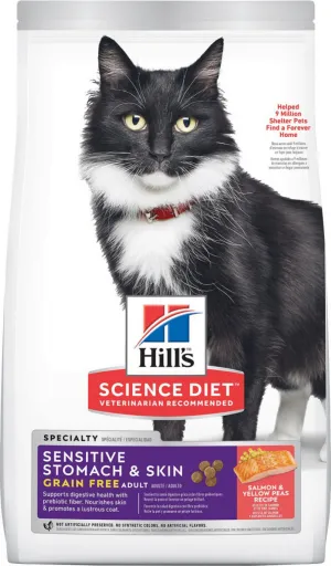 Hill's Science Diet Adult Sensitive Stomach & Skin Grain Free Salmon & Yellow Peas Recipe Dry Cat Food freeze dried dog food raw food for dogs dog freeze meal high protein dog food grain free freeze dog food