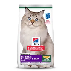 Hill's Science Diet Adult Sensitive Stomach & Skin Pollock Meal & Barley Recipe Dry Cat Food freeze dried dog food raw food for dogs dog freeze meal high protein dog food grain free freeze dog food