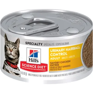 Hill's Science Diet Adult Urinary & Hairball Control Savory Chicken Canned Cat Food cat calming diffuser cat stress relief anxiety cat treats cat relaxing spray pet mood aid