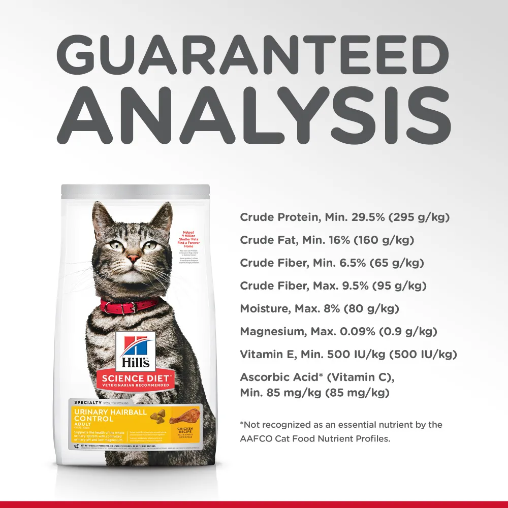 Hill's Science Diet Adult Urinary Hairball Control Chicken Recipe Dry Cat Food