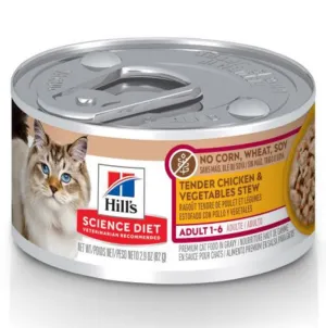 Hill's Science Diet Chicken & Vegetable Stew No Corn, Wheat, Soy Adult Wet Cat Food cat calming diffuser cat stress relief anxiety cat treats cat relaxing spray pet mood aid