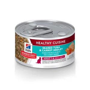Hill's Science Diet Healthy Cuisine Adult Seared Tuna & Carrot Medley Canned Cat Food cat calming diffuser cat stress relief anxiety cat treats cat relaxing spray pet mood aid