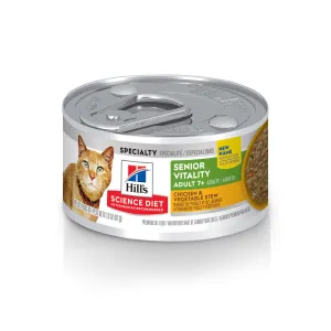 Hill's Science Diet Senior Vitality Adult 7  Chicken & Vegetable Stew Canned Cat Food cat calming diffuser cat stress relief anxiety cat treats cat relaxing spray pet mood aid