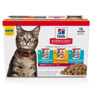 Hill's Science Diet Tender Dinner Variety Pack Adult Wet Cat Food cat calming diffuser cat stress relief anxiety cat treats cat relaxing spray pet mood aid