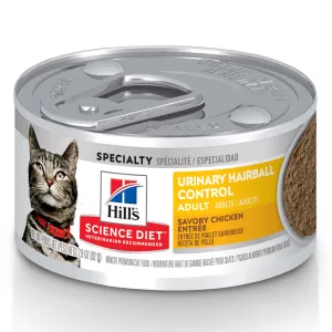 Hill's Science Diet Urinary & Hairball Control Savory Chicken Entree Adult Canned Cat Food cat calming diffuser cat stress relief anxiety cat treats cat relaxing spray pet mood aid