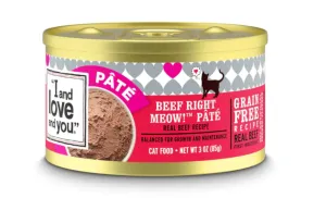 I and Love and You Grain Free Beef, Right Meow! Pate Canned Cat Food cat calming diffuser cat stress relief anxiety cat treats cat relaxing spray pet mood aid