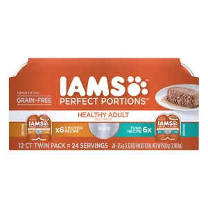 Iams Perfect Portions Healthy Adult Pate Chicken & Tuna Multipack Wet Cat Food cat treats toys for cats cat hair remover cat cleaning supplies cat food bowl