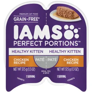Iams Perfect Portions Healthy Kitten Pate Chicken Wet Cat Food cat treats toys for cats cat hair remover cat cleaning supplies cat food bowl