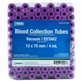 Ideal Blood Collection Vacuum Tubes, Lavender, 4mL, 100 ct wet cat food canned food for cats gravy cat cans soft texture cat food wet pouches
