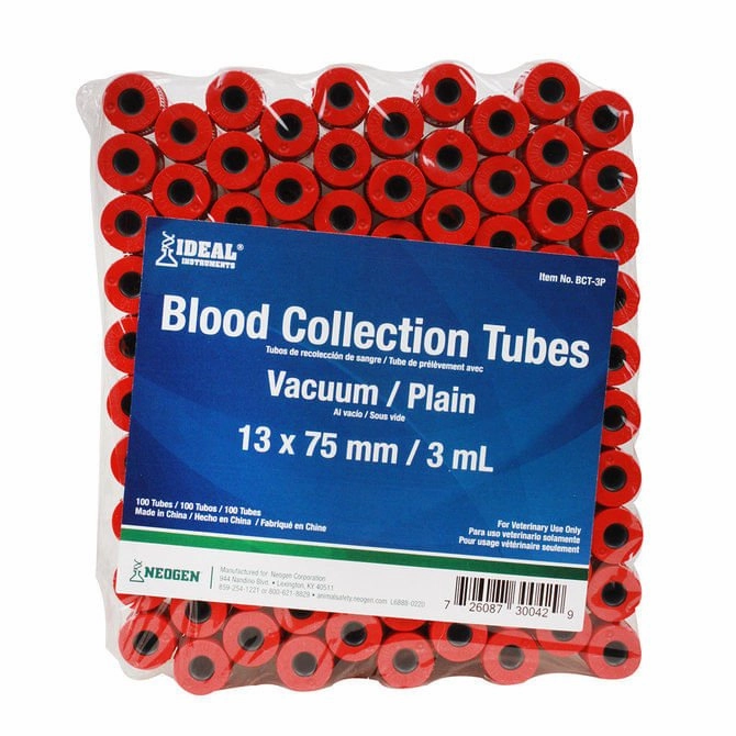 Ideal Blood Collection Vacuum Tubes, Red, 3 mL, 100 ct cat grooming cat shampoo cat conditioner cat comb cat grooming glove