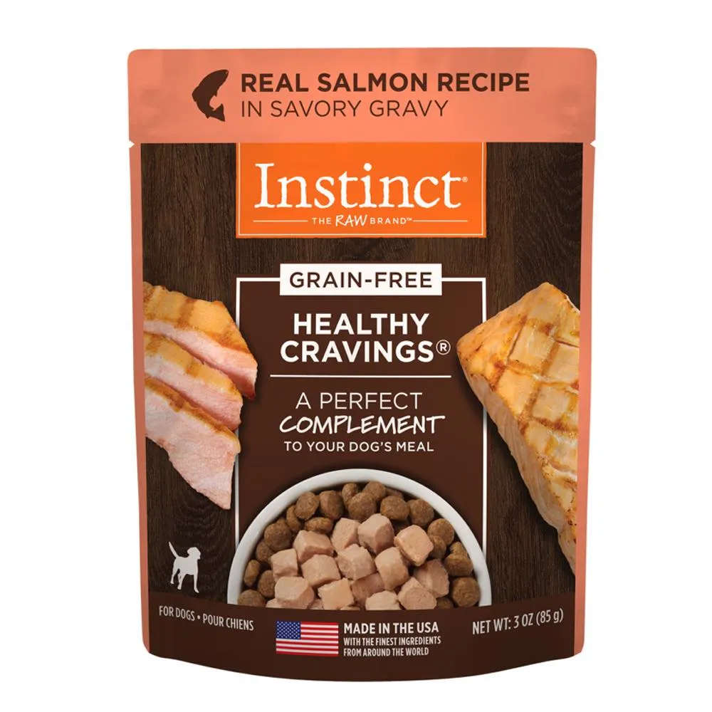 Instinct Healthy Cravings Real Salmon Recipe Grain-Free Wet Dog Food Topper 3oz dog supplies dog food toys accessories dog bed