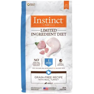 Instinct Limited Ingredient Diet Real Turkey Grain-Free Dry Dog Food 4lb (Exp 13Oct23) dog supplies dog food toys accessories dog bed
