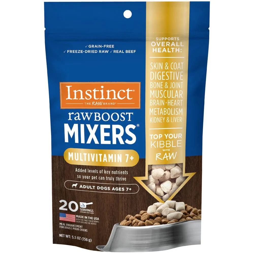 Instinct Raw Boost Mixers Multivitamin 7  Beef Grain-Free Adult & Senior Freeze-Dried Raw Dog Food Topper 5.5oz (Exp 19Apr25) horse supplement horse vitamins animal probiotics livestock digestive aid horse immune booster