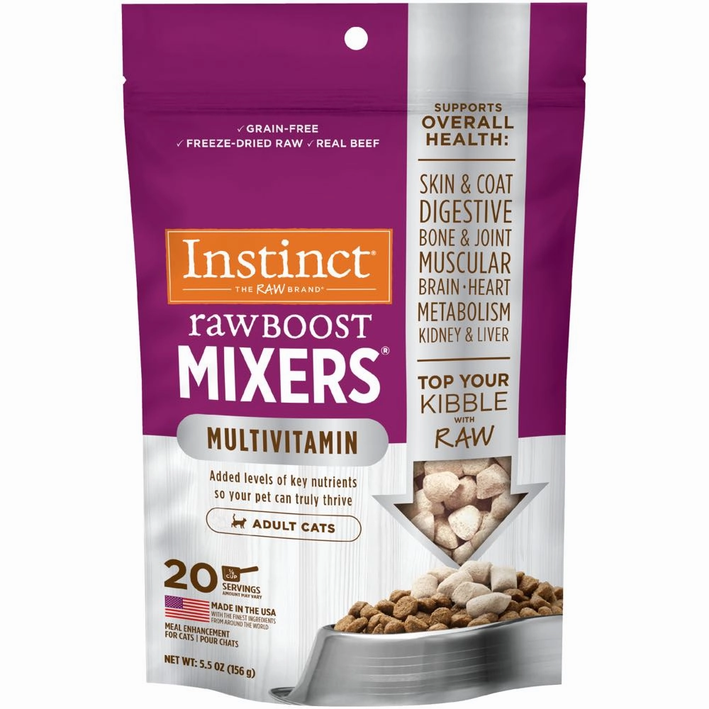 Instinct Raw Boost Mixers Multivitamin Beef Grain-Free Adult Freeze-Dried Raw Cat Food Topper 5.5oz natural cat food soft cat treats freeze dried cat food organic cat treats indoor cat food