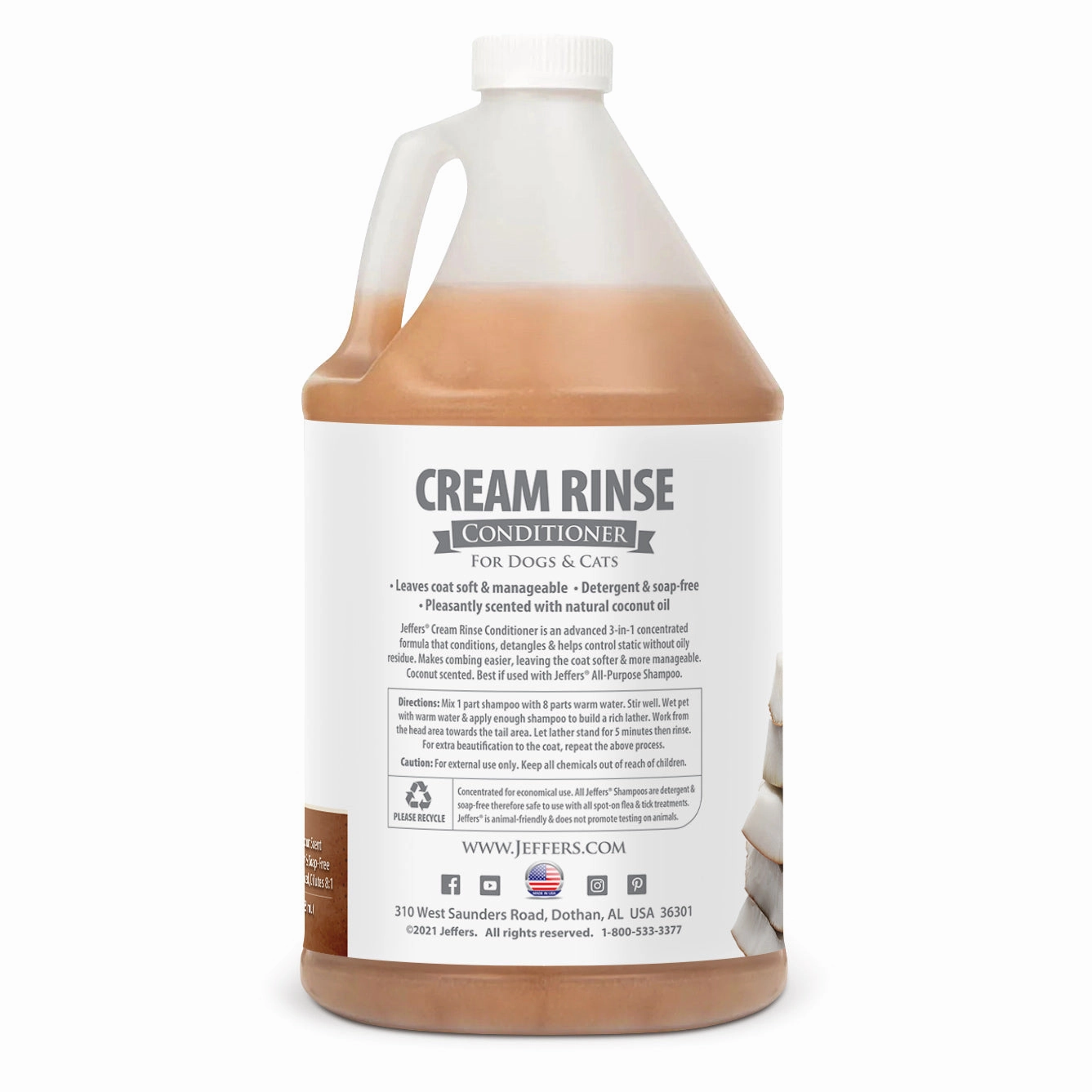 Jeffers Cream Rinse Pet Conditioner with Coconut Oil