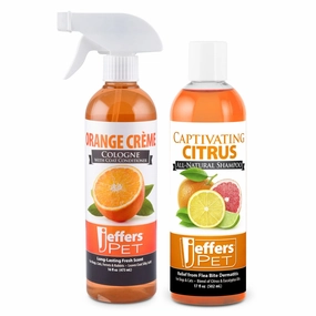 Jeffers Dreamy Oranges Pet Shampoo & Cologne, 2 Piece Kit cat scratchers cat towers cat window perch cat heating pad cat calming spray