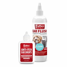 Jeffers Ear Flush and Anti-Itch Ear Drop Bundle for Dogs & Cats cat climbing tree cat hammock cat steps cat grooming kit cat safety gate