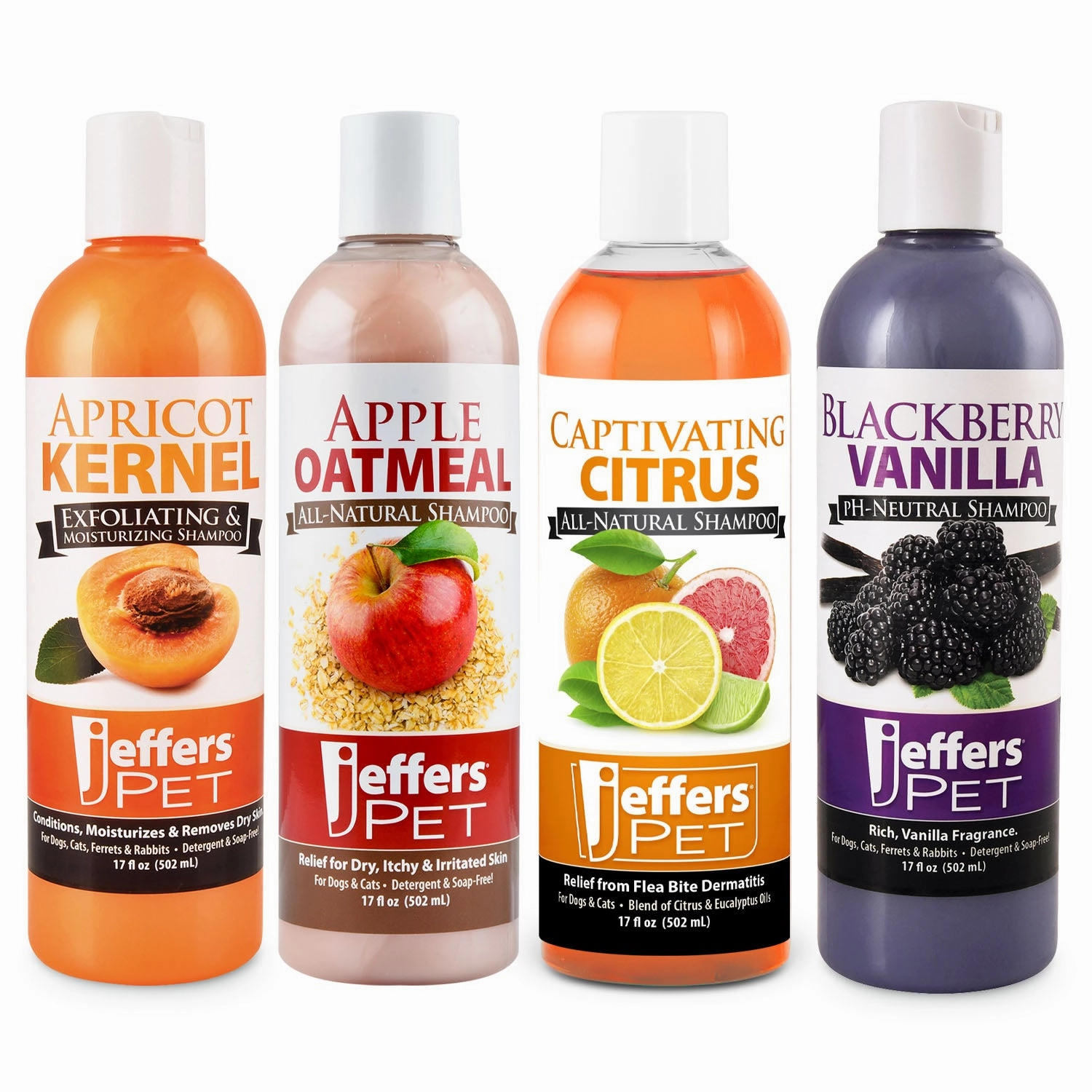 Jeffers Fruity Pup Shampoos, 4 Piece Kit cat beds cat scratching post cat shampoo cat tunnel cat brush