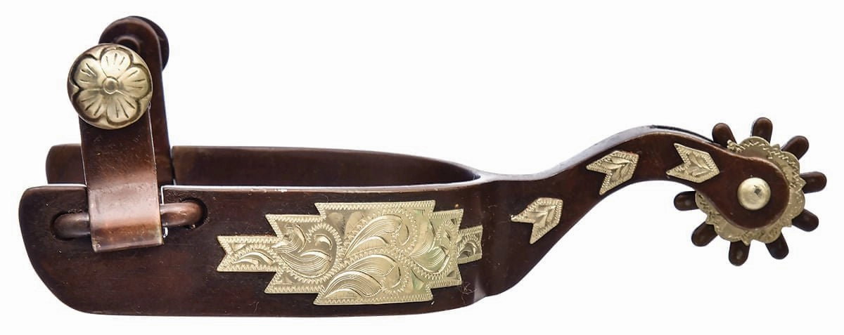 Jeffers Men's Antique Brown Metal & German Silver Accent 10-pt Rowel Spurs, Pair