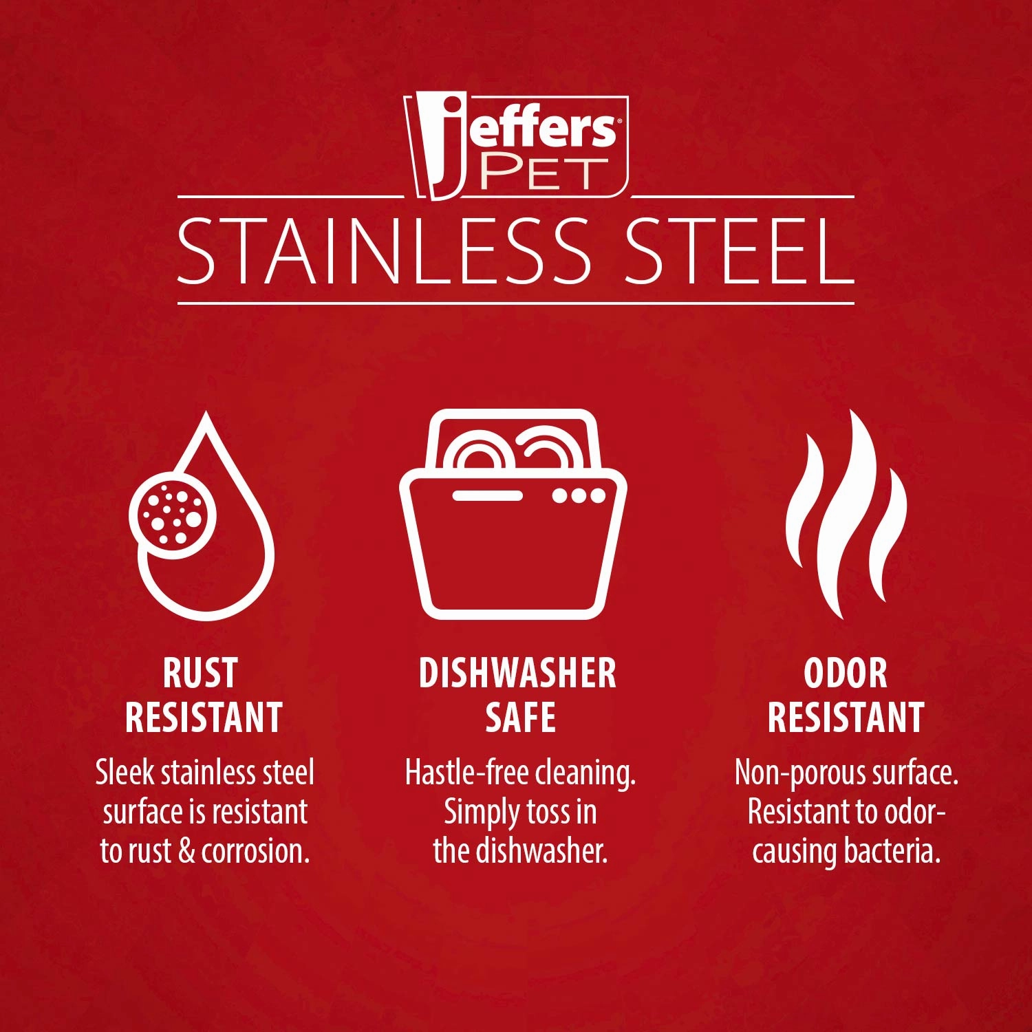 Jeffers No-Skid/No-Tip Stainless Steel Pet Bowls