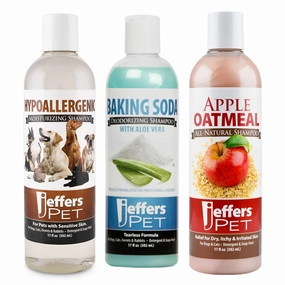 Jeffers Sensitive & Smelly Dog Shampoo Trio, 3 Piece Kit cat beds cat scratching post cat shampoo cat tunnel cat brush