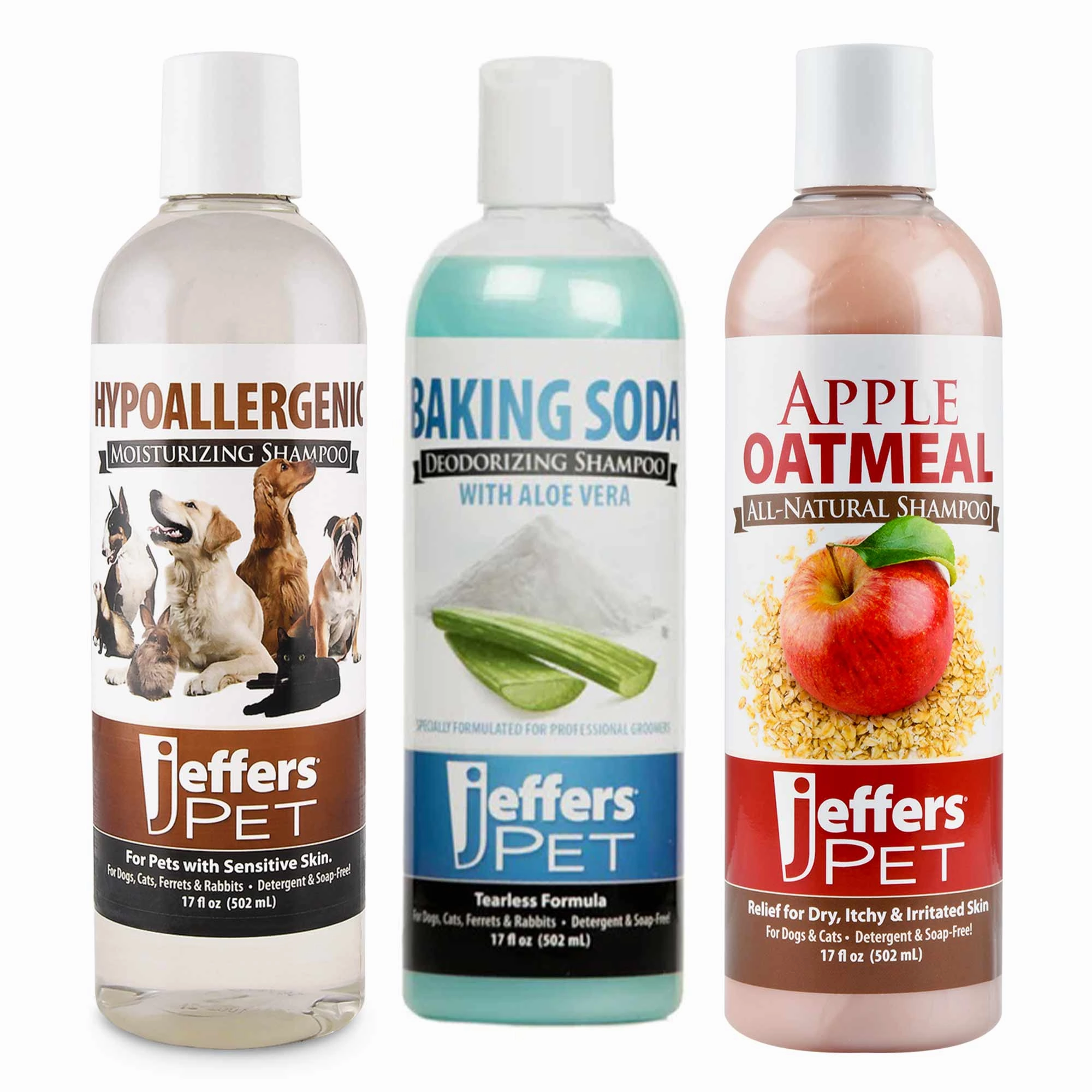 Jeffers Sensitive & Smelly Dog Shampoo Trio, 3 Piece Kit cat beds cat scratching post cat shampoo cat tunnel cat brush