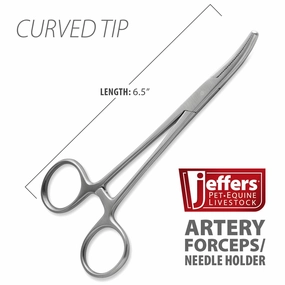 Jeffers Stainless Steel Artery Forceps/Needle Holder with Locking Mechanism, Curved or Straight Tip cat grooming cat shampoo cat conditioner cat comb cat grooming glove