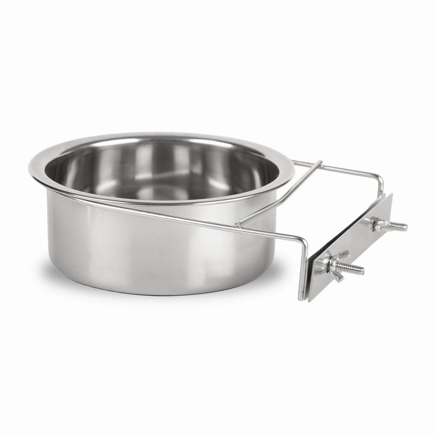 Jeffers Stainless Steel Coop/Kennel Cup with Clamp cat grooming cat shampoo cat conditioner cat comb cat grooming glove