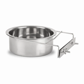 Jeffers Stainless Steel Coop/Kennel Cup with Clamp cat grooming cat shampoo cat conditioner cat comb cat grooming glove