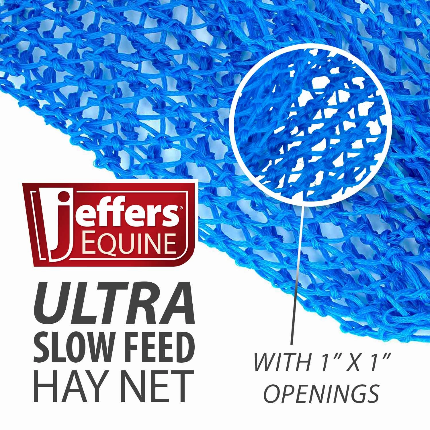 Jeffers Ultra Slow Feed 1" x 1" Nylon Hay Net for Horses, Royal Blue