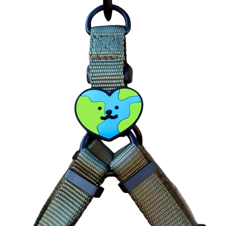 Jiby Dog Crew Silicone Dog Badge Charm - Earth Heart dog accessories dog collar dog leash dog bowtie dog backpack