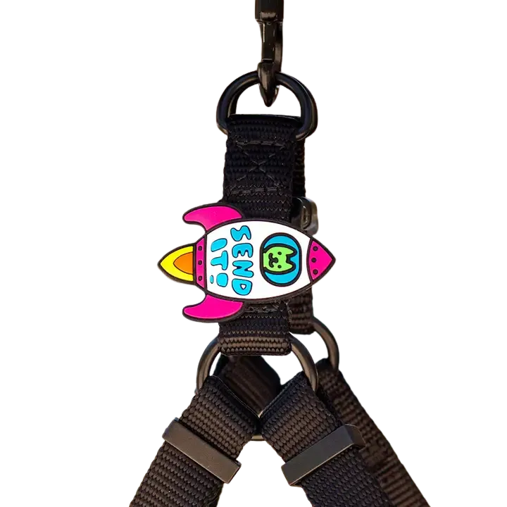Jiby Dog Crew Silicone Dog Badge Charm - Rocket dog accessories dog collar dog leash dog bowtie dog backpack