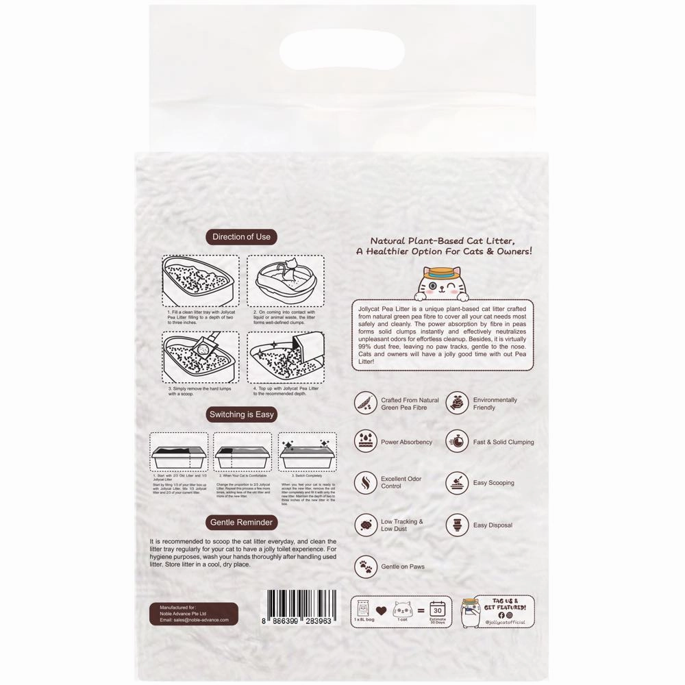 Jollycat Charcoal Clumping Pea Cat Litter 8L
