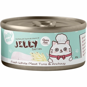 Jollycat Fresh White Meat Tuna & Anchovy In Jelly Grain-Free Canned Cat Food 80g cat food cans soft cat food high protein cat food natural cat food senior cat food
