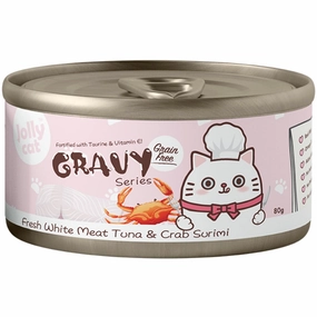 Jollycat Fresh White Meat Tuna & Crab Surimi In Gravy Grain-Free Canned Cat Food 80g natural cat food soft cat treats freeze dried cat food organic cat treats indoor cat food