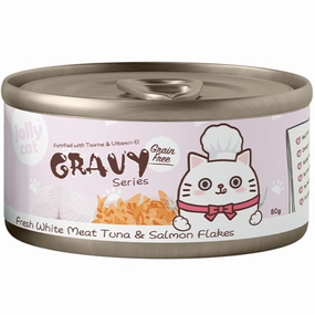 Jollycat Fresh White Meat Tuna & Salmon Flakes In Gravy Grain-Free Canned Cat Food 80g cat food cans soft cat food high protein cat food natural cat food senior cat food