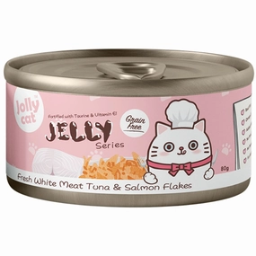 Jollycat Fresh White Meat Tuna & Salmon Flakes In Jelly Grain-Free Canned Cat Food 80g natural cat food soft cat treats freeze dried cat food organic cat treats indoor cat food
