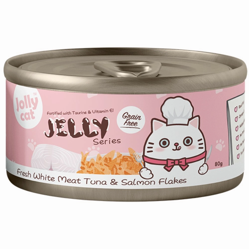 Jollycat Fresh White Meat Tuna & Salmon Flakes In Jelly Grain-Free Canned Cat Food 80g natural cat food soft cat treats freeze dried cat food organic cat treats indoor cat food