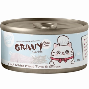 Jollycat Fresh White Meat Tuna & Shirasu In Gravy Grain-Free Canned Cat Food 80g cat food cans soft cat food high protein cat food natural cat food senior cat food