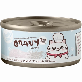 Jollycat Fresh White Meat Tuna & Shirasu In Gravy Grain-Free Canned Cat Food 80g natural cat food soft cat treats freeze dried cat food organic cat treats indoor cat food