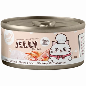 Jollycat Fresh White Meat Tuna, Shrimp & Calamari In Jelly Grain-Free Canned Cat Food 80g natural cat food soft cat treats freeze dried cat food organic cat treats indoor cat food