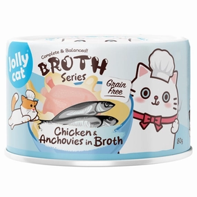 Jollycat Pure Chicken & Anchovies In Broth Grain-Free Canned Cat Food 80g cat food cans soft cat food high protein cat food natural cat food senior cat food
