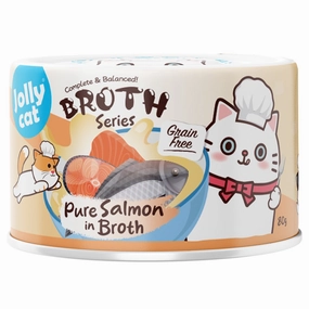 Jollycat Pure Salmon In Broth Grain-Free Canned Cat Food 80g cat food cans soft cat food high protein cat food natural cat food senior cat food