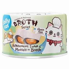 Jollycat Pure Whitemeat Tuna & Mussels In Broth Grain-Free Canned Cat Food 80g cat food cans soft cat food high protein cat food natural cat food senior cat food