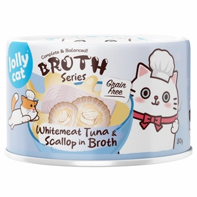 Jollycat Pure Whitemeat Tuna & Scallop In Broth Grain-Free Canned Cat Food 80g cat food cans soft cat food high protein cat food natural cat food senior cat food