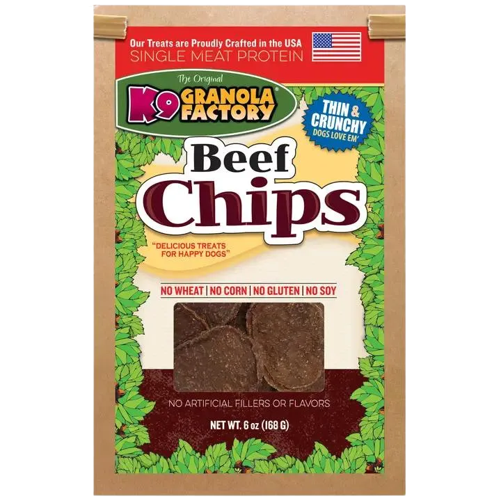 K9 Granola Factory Beef Chips 6oz Bag goat vitamins sheep health poultry medicine livestock supplement animal wellness